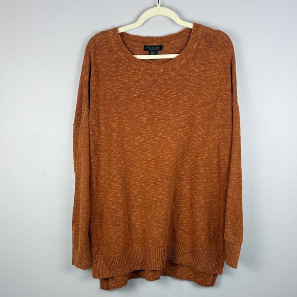 Rachel Zoe Cotton Linen Blend Burnt Orange Crewneck Long Sleeve XL Sweater - Picture 2 of 12